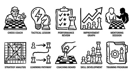 Chess Skills Development and Performance Outline Icon Collection © irvan