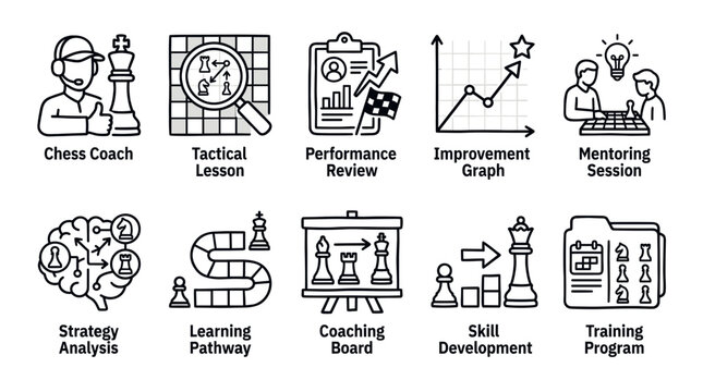 Chess Performance Analysis and Coaching Outline Icon Collection