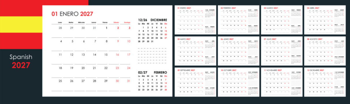 2027 annual planner calendar organizer in Spanish