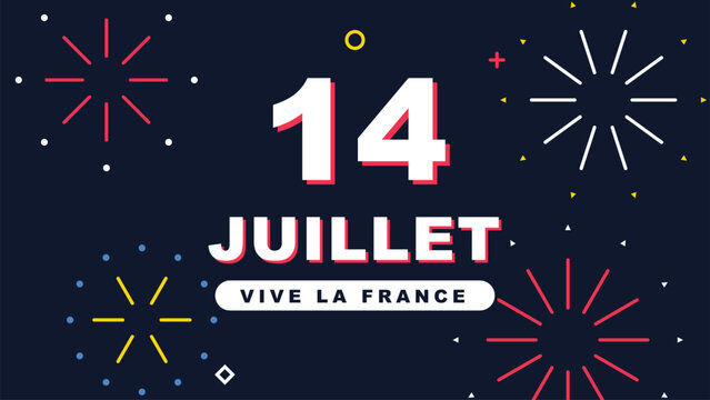 French National Day Bastille Day 14 Juillet Vive La France Celebration Modern Minimalist Flat Design Decorative Background for Social Media Posters and Banners
