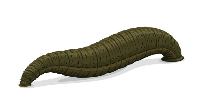 Realistic Illustration of a Medicinal Leech Isolated on White Background