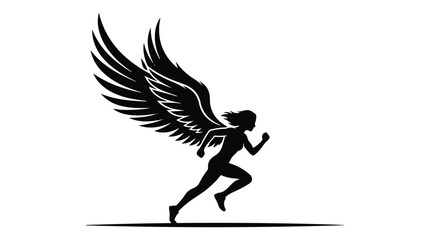 Fototapeta premium Pair of Soft Fluffy Angel Wings Silhouette Gentle Feather Wing Vector Graphic