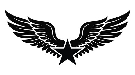 Fototapeta premium Black star wings logo symbol icon graphic design element with white background