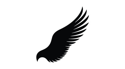 Fototapeta premium Black eagle wing silhouette flying isolated on white background, symbol of freedom and power