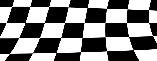 Obraz premium Abstract Wavy Black and White Checkered Pattern.