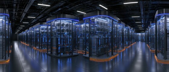 Fototapeta premium Modern data center with rows of servers