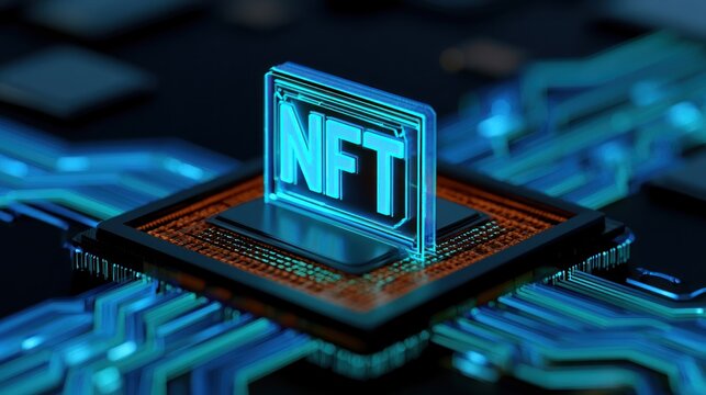 Nft digital token on computer chip