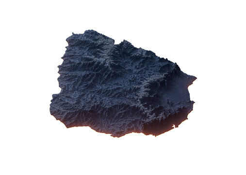 Illuminated Uruguay Data Map Highlighting Geographical Features Neon Glow Light 3D Illustration