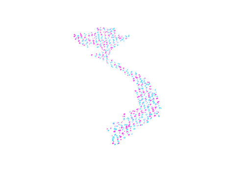 Illuminated Vietnam Digital Data Map Pink And Blue Neon Glowing Particles 3D Illustration