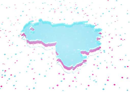 Illuminated Venezuela Data Map Neon Blue Light On Seamless Pattern Background 3D Illustration
