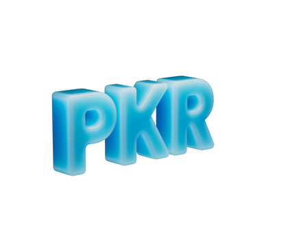 3D Blue PKR letters in a soft, translucent style, perfect for currency concepts. 3d illustration