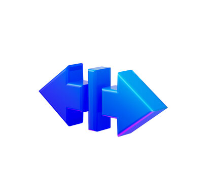 3D resize icon, horizontal arrows expanding glossy blue and magenta symbol.