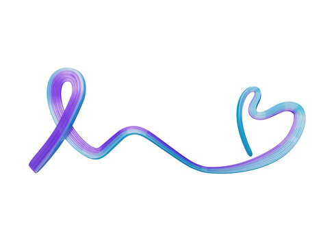 Flowing blue and purple 3D ribbon forming a stylized heart shape.