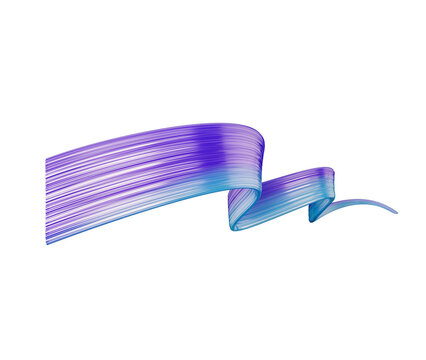 Elegant flowing 3D blue and purple gradient ribbon with linear texture.