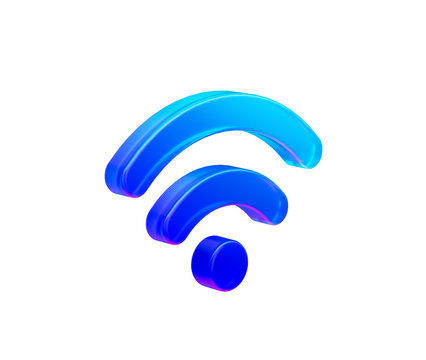 Stylish 3D Wi-Fi icon with a blue gradient, symbolizing wireless connection. 3d illustration