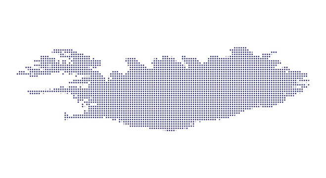A dotted map of iceland, north atlantic, composed of small halftone dots map