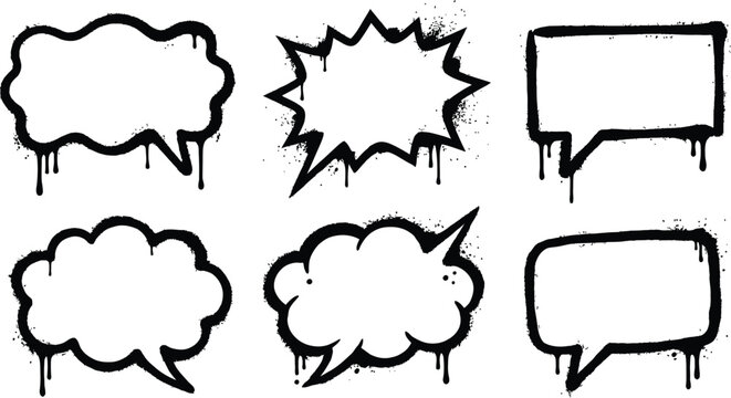 Black comic speech bubbles on white background