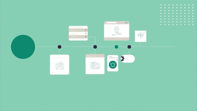 usiness Workflow Process Diagram with Task Management and Digital Automation Flat 2D Animation