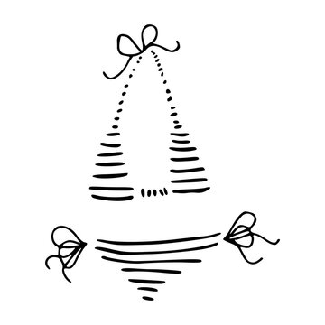 simple hand drawn striped beachwear bikini sketch