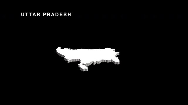 Uttar pradesh india state map animation showcasing geography