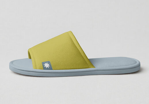 Minimalist Yellow Slide Sandal Mockup On Neutral Background PSD