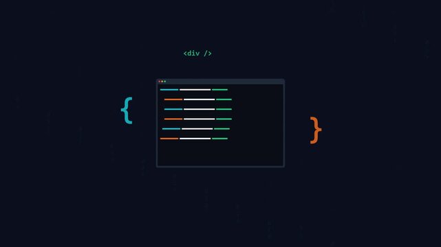 Animated Code Editor Window with Start Coding Text