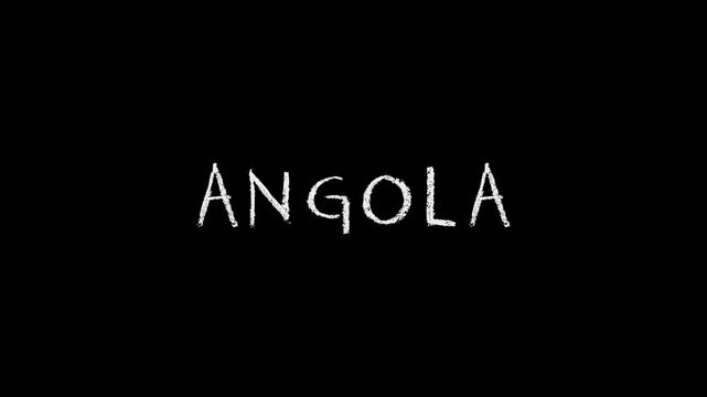 Angola handwritten text animation on black background