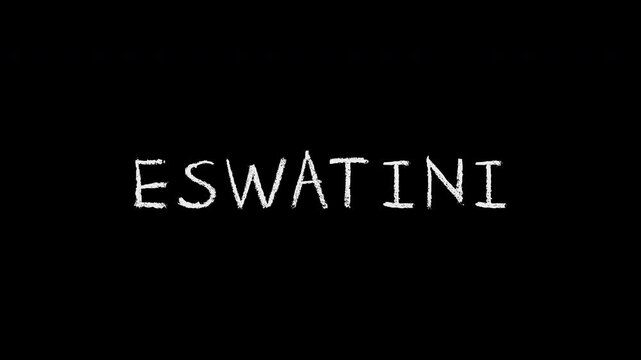 Animated handwriting of eswatini on black background