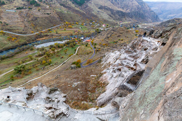 Vardzia cave monastery complex and mountain valley of Kura river, Georgia © Pavel