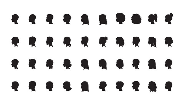   
Human head silhouettes with diverse hairstyles&hellip;