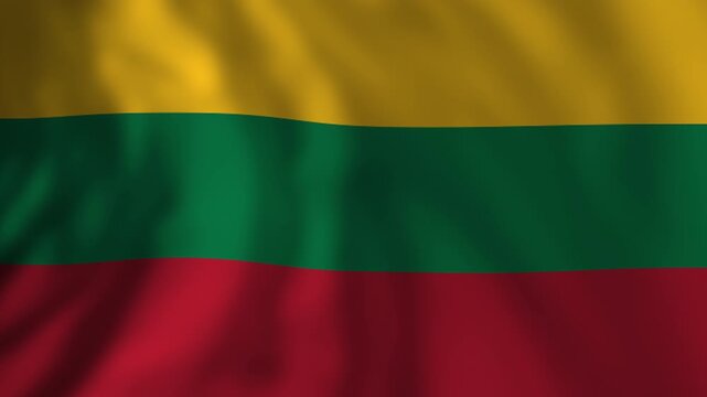 Waving national flag of lithuania blowing in the wind