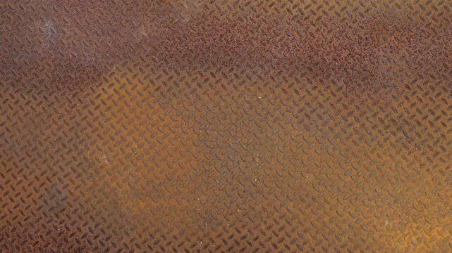 Rusty Diamond Plate Metal Floor Deep Red Brown Dramatic Vignette Industrial Grunge Texture Abstract Background