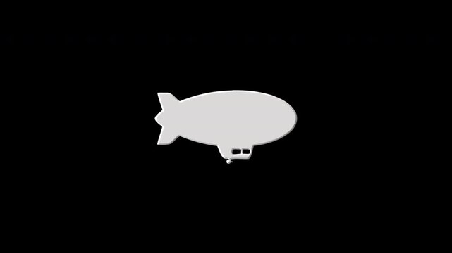 Airship blimp symbol revealing with colorful particles