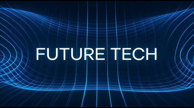 Abstract futuristic digital background with glowing blue lines and the text FUTURE TECH.