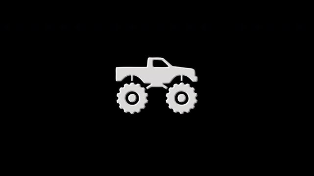 Monster truck icon glitching and disintegrating animation