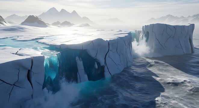 Majestic Glaciers and Icebergs in Polar Region.