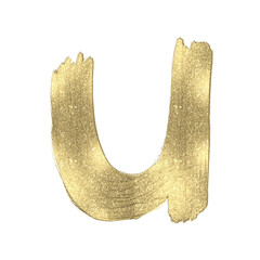 Shiny Gold Glitter Lowercase Letter u Handlettered PNG © Kuswanti