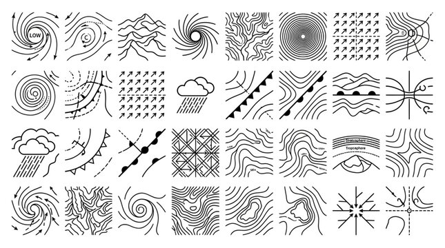 Weather Map Symbols Collection: Meteorology Icons, Climate Icons, Scientific Graphics