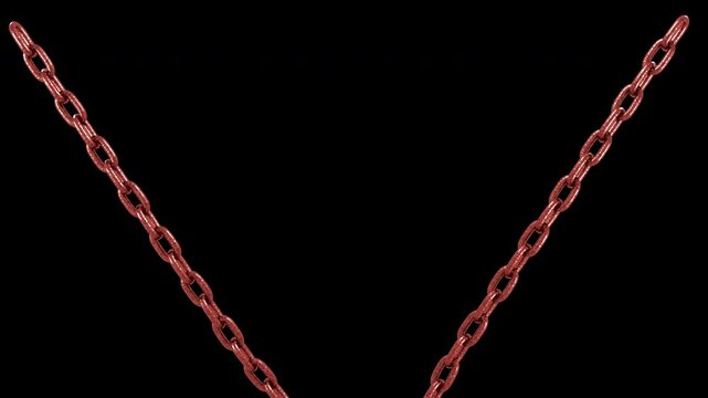 Red chain isolated on black background