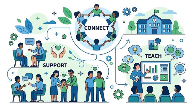 Community support and education network for social development