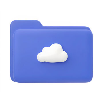 Blue digital folder icon with white cloud symbol for cloud storage and file management concepts