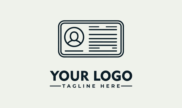 Minimalist ID card driver license vector logo illustration template