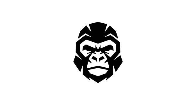 Black Gorilla Face Minimal Vector Logo Design