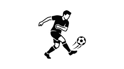 Fototapeta premium Soccer Player Kicking Ball Icon Silhouette