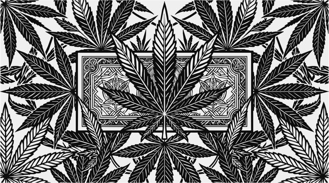 Vintage Engraving of a Cannabis Leaf and Marijuana Pattern for Botanical Hemp Illustration and Herb Propagation Designs