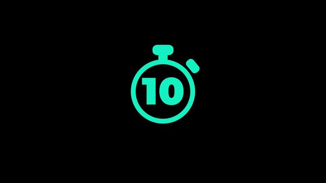15 seconds countdown, Analog of simple clean timer with digital text numbers animated icon on a transparent background.