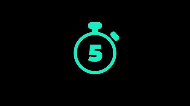 10 seconds countdown, Analog of simple clean timer with digital text numbers animated icon on a transparent background.