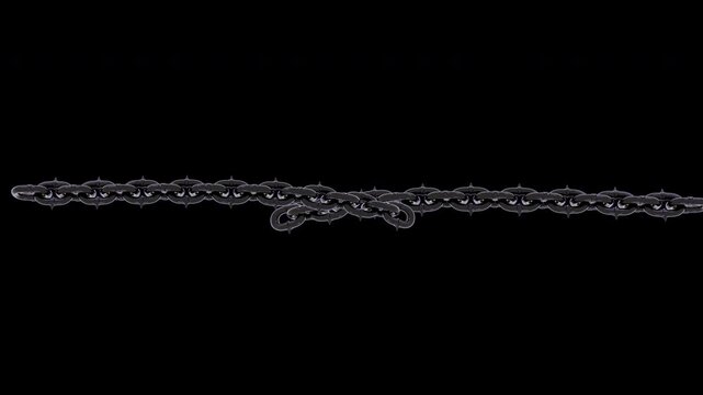 Animated Distressed Gray chain isolated on black backorund