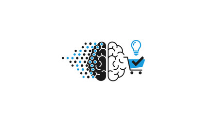 A digital illustration showing a brain transforming into a shopping cart concept © Iwakwader