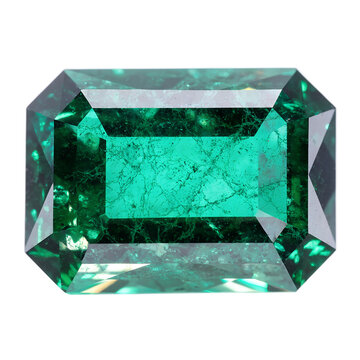 Vibrant Emerald Cut Green Gemstone Isolated png